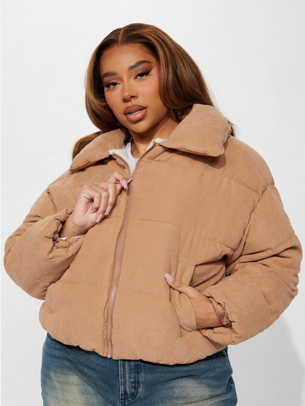Cropped Camel Puffer Jacket - Picture 6 of 8